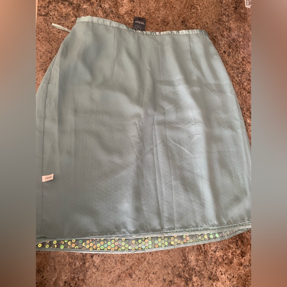 Vintage Mint Green Iridescent Sequin Knee Skirt Venezia Mermaid Vibe Aqua Sheen - Picture 9 of 12